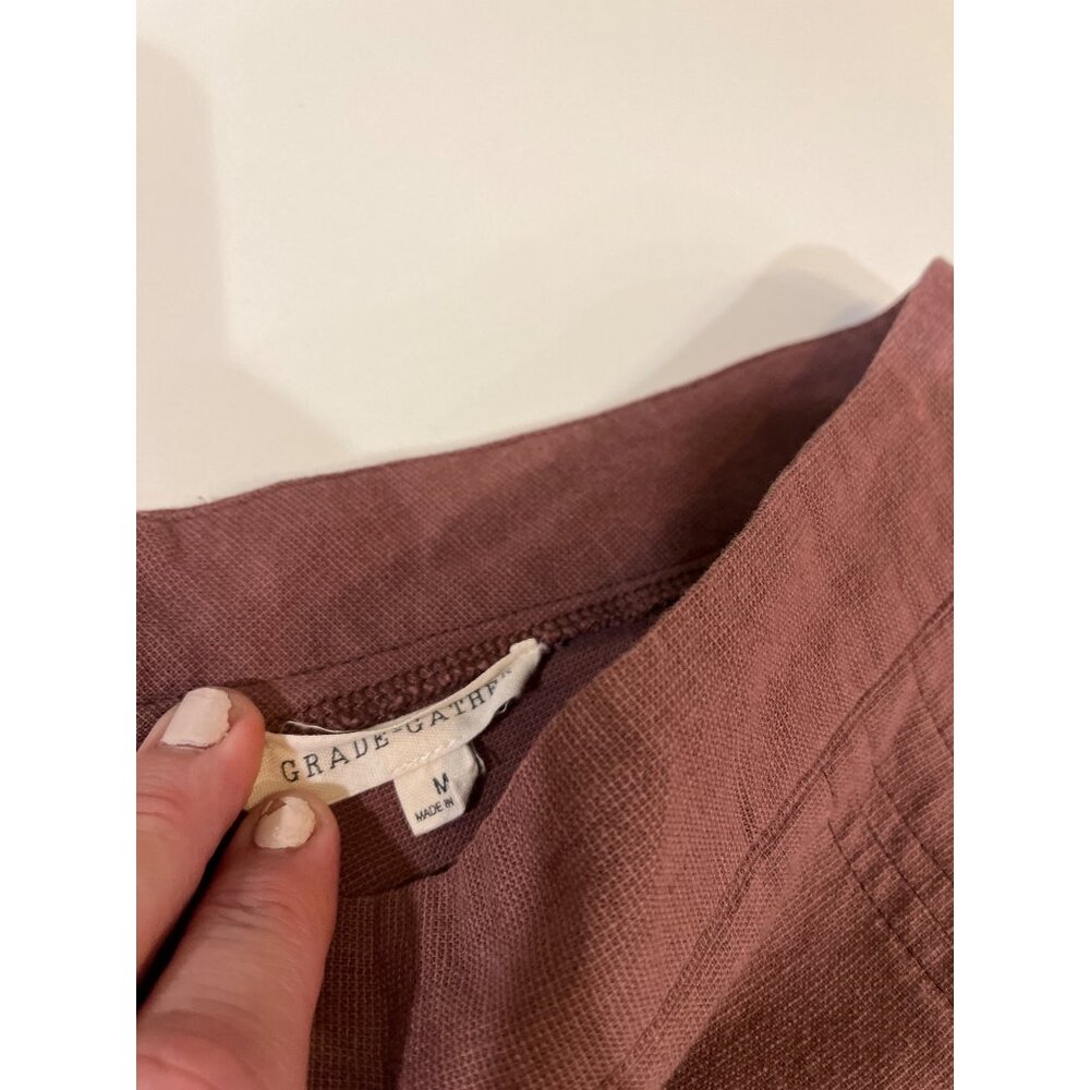 High-Waisted Mauve Wide-Leg Culottes With Pleats & Pockets - Picture 4 of 10